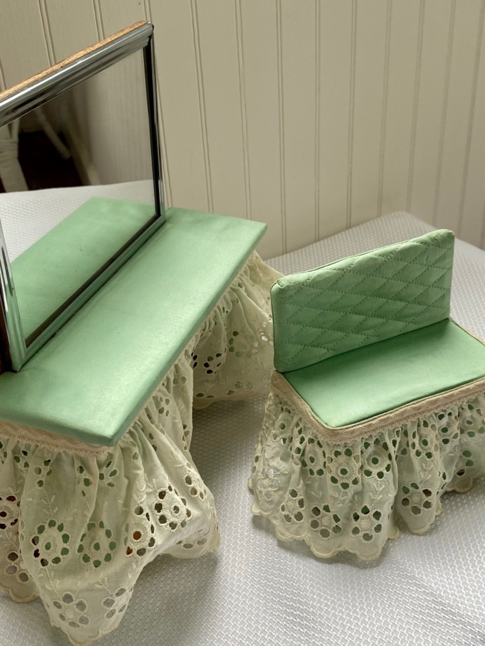 Vintage Vanity Set for Doll. Handmade Toys for Playing House.